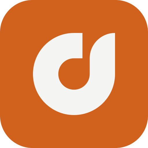 The mark knocked out of a solid orange tile with rounded corners.